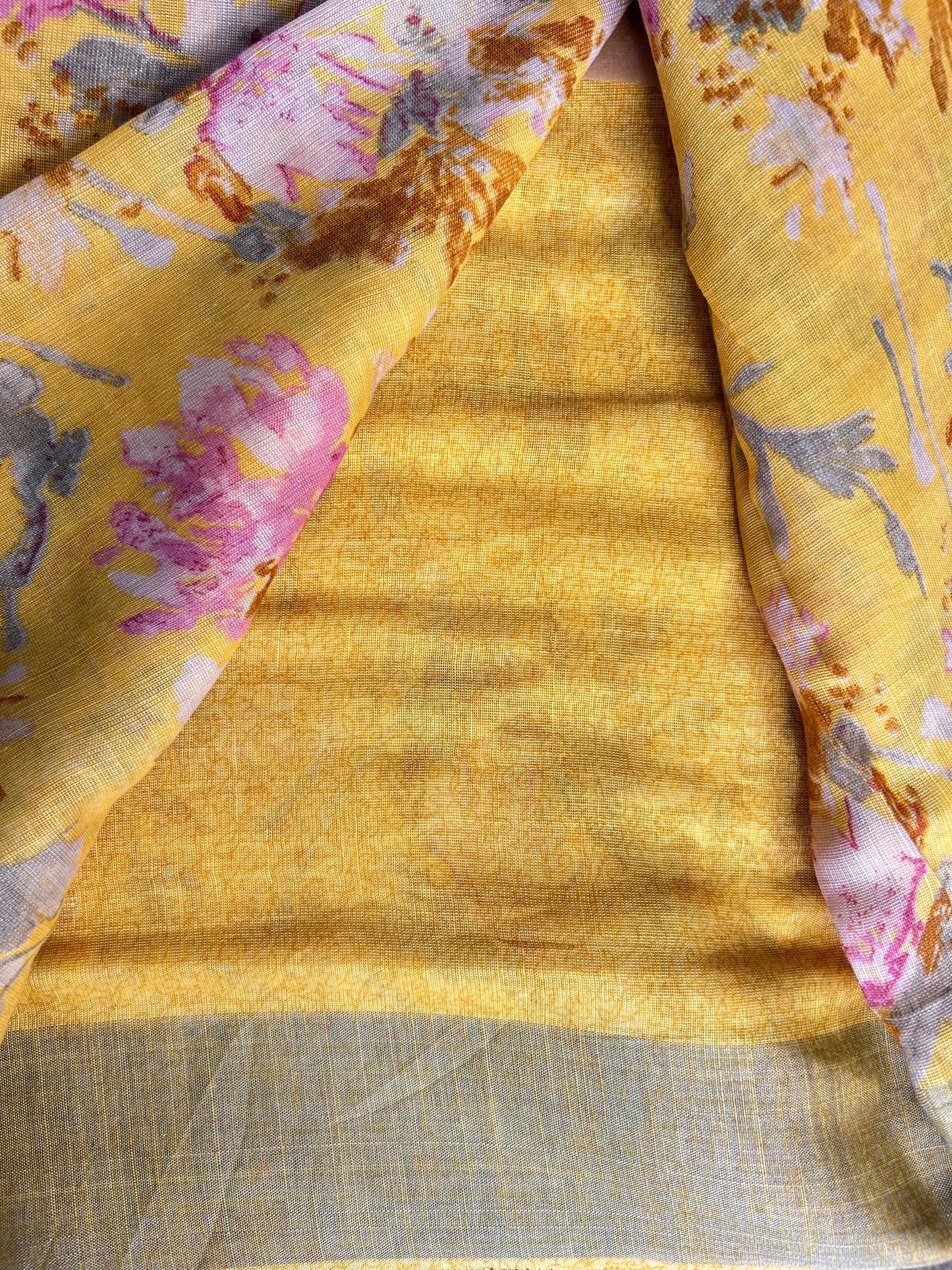 Yellow Lenin saree