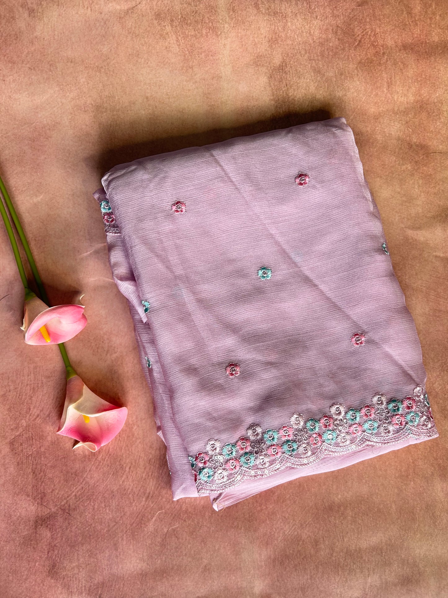 Pink fancy chiffon georgette saree