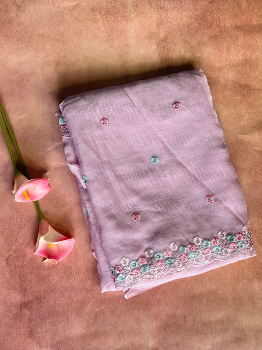 Pink fancy chiffon georgette saree