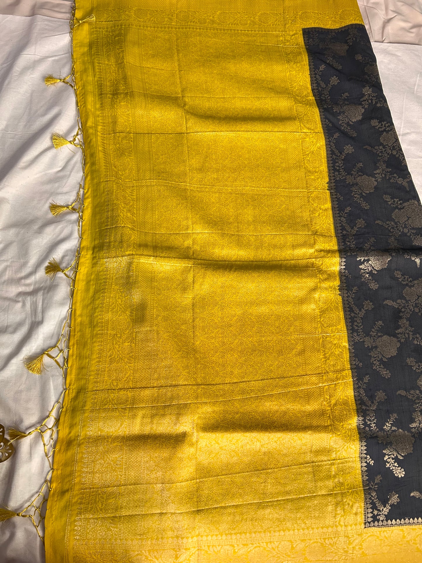 Black Banarasi crepe saree