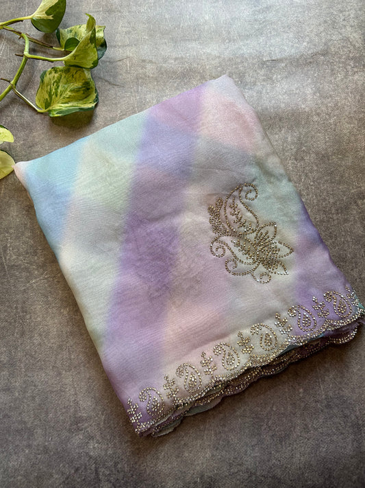 Pastel Rainbow Space Silk Saree
