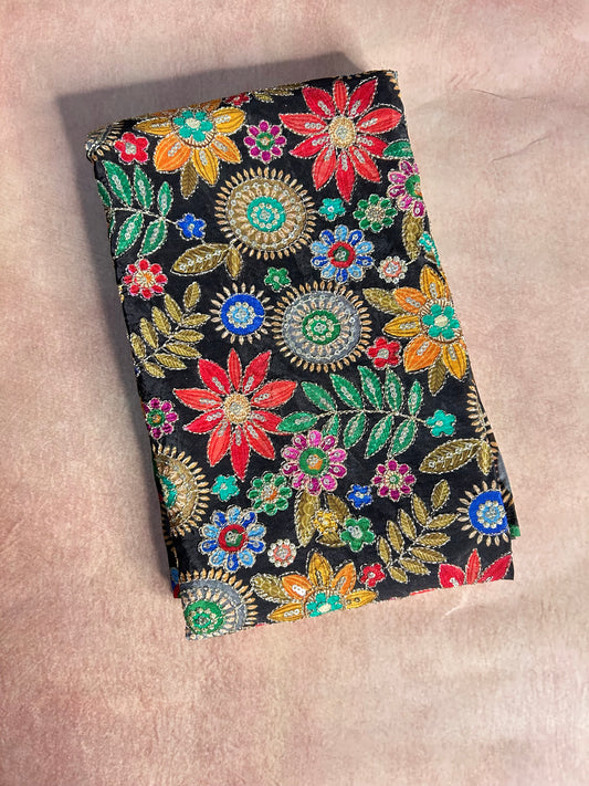 Black floral crepe blouse