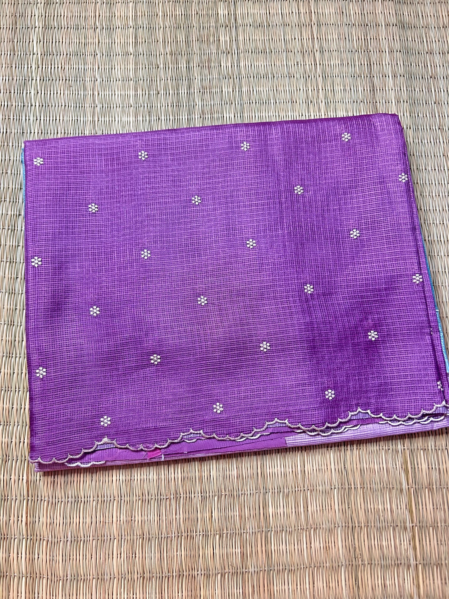 Lavender & blue Kota Doria saree