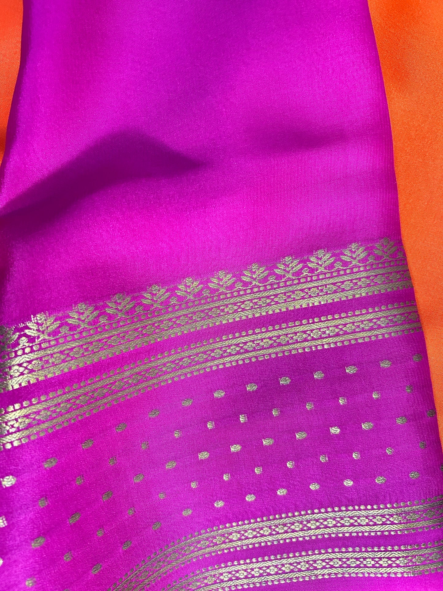 Orange pure Mysore silk saree