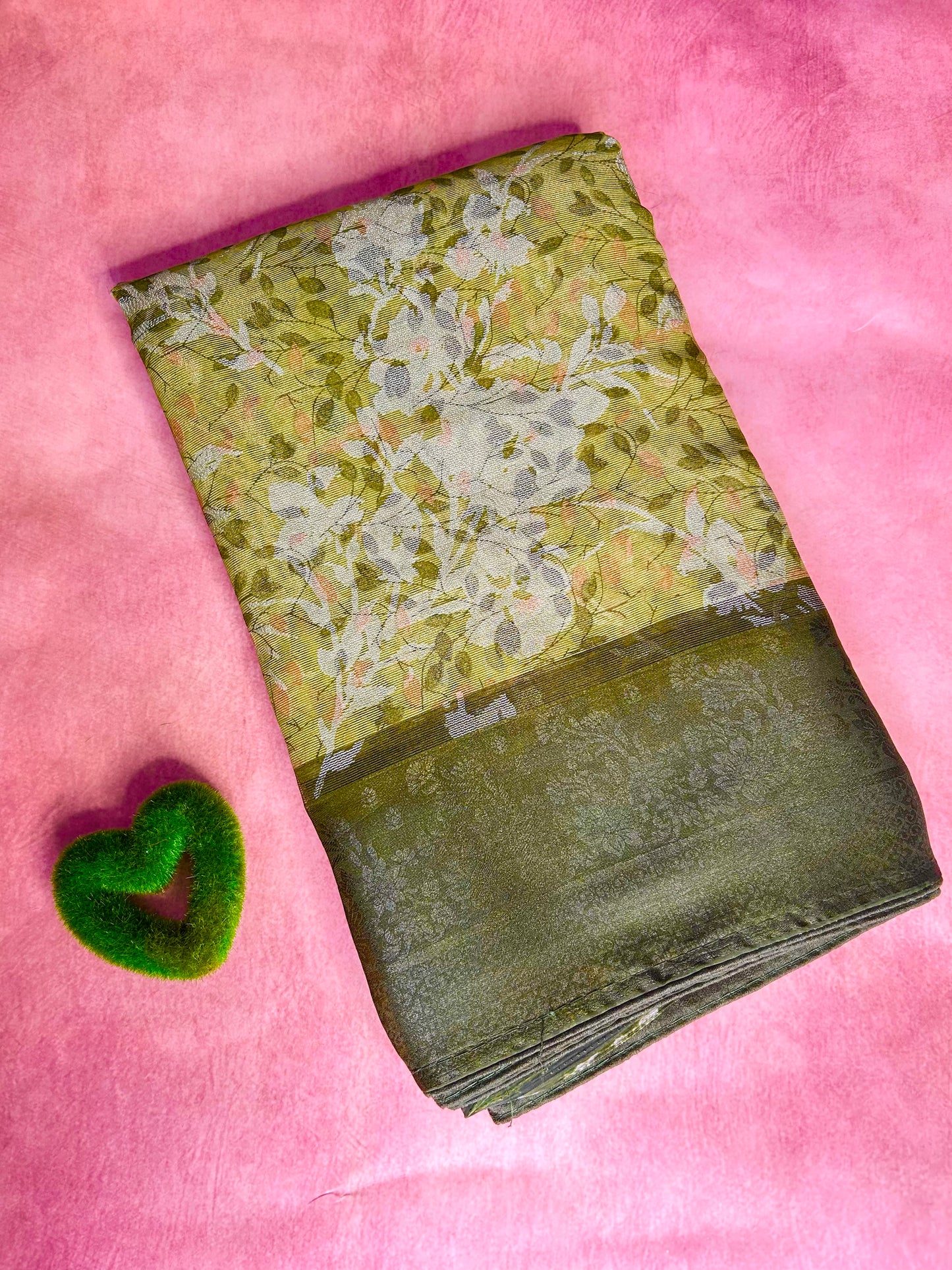 Green brasso saree