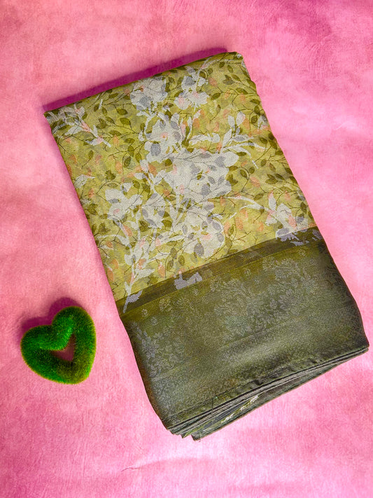 Green brasso saree