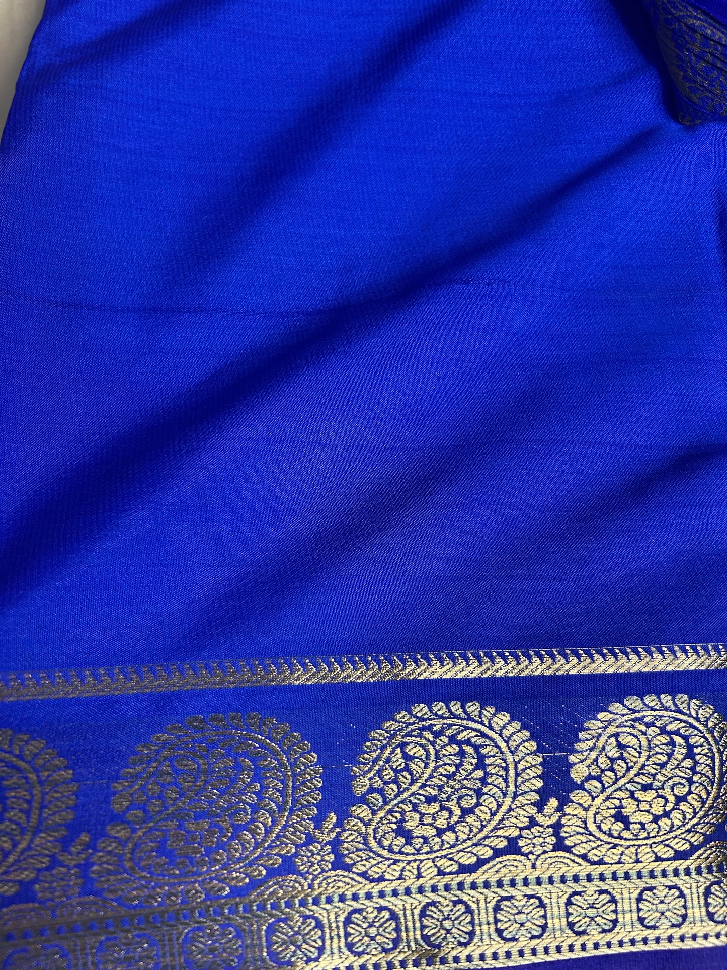 Blue mango crepe Mysore silk saree