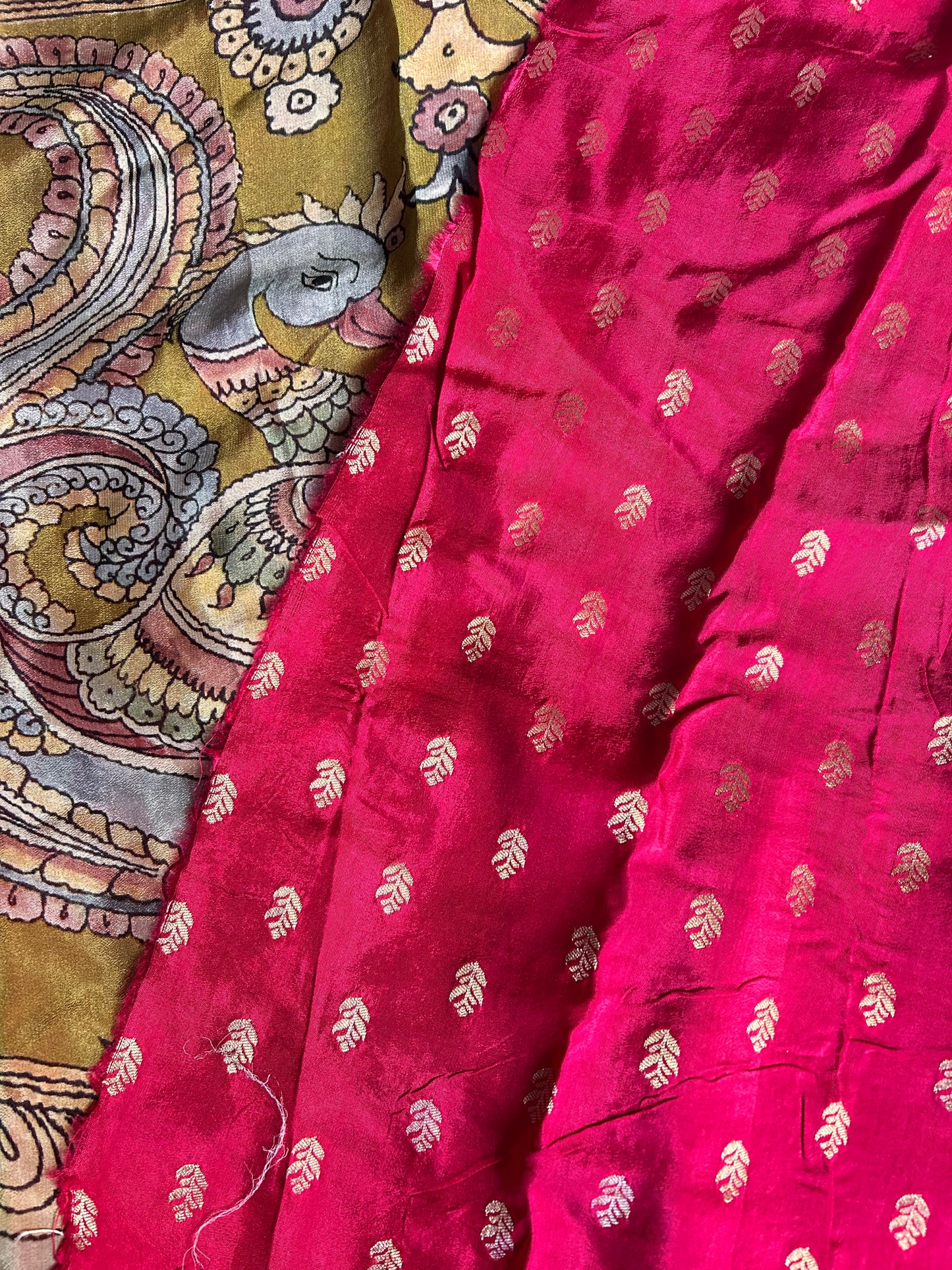 Kalamkari chinon crepe saree