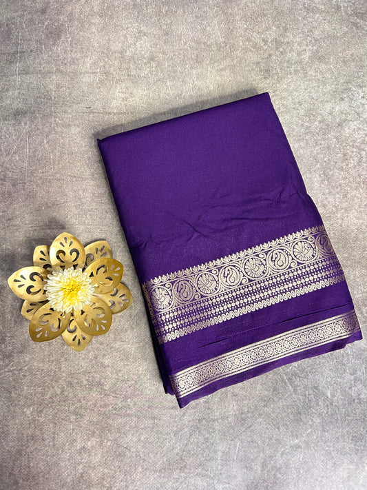 Purple semi Mysore silk crepe saree