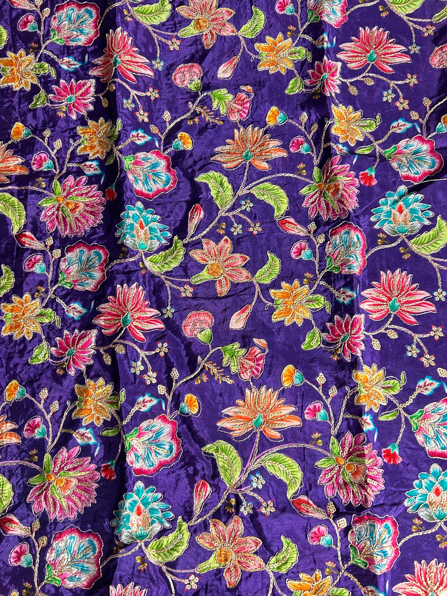 Purple floral crepe blouse