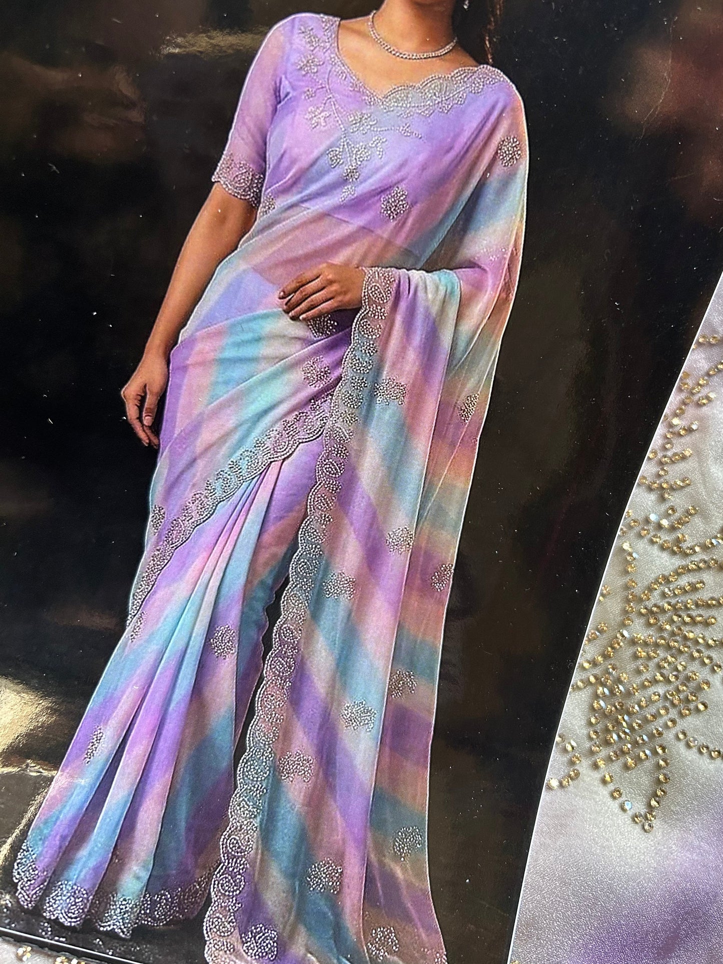 Pastel Rainbow Space Silk Saree