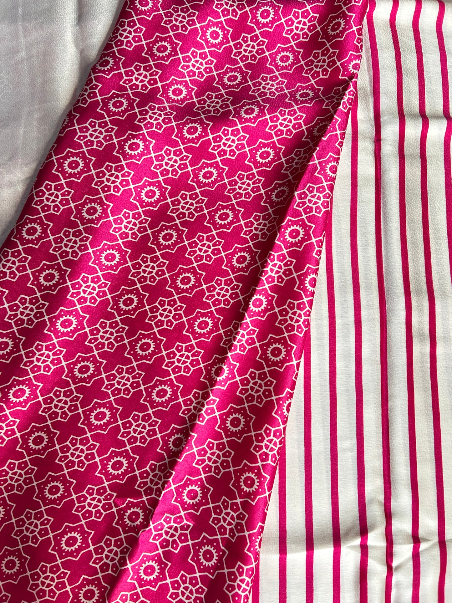 Pink Ajrakh satin saree