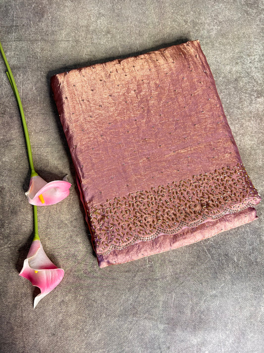 Onion pink space silk saree