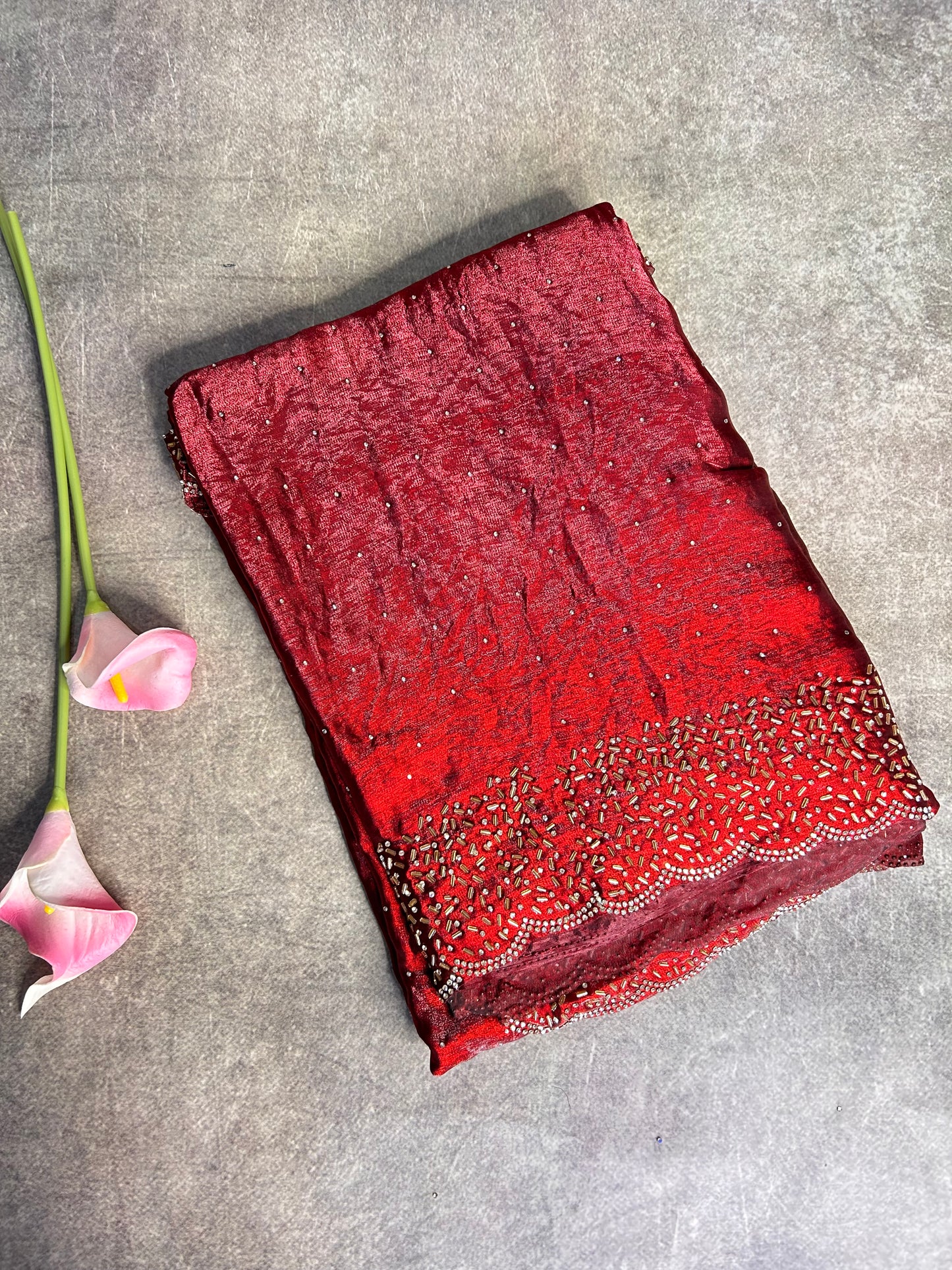 Maroon space silk saree