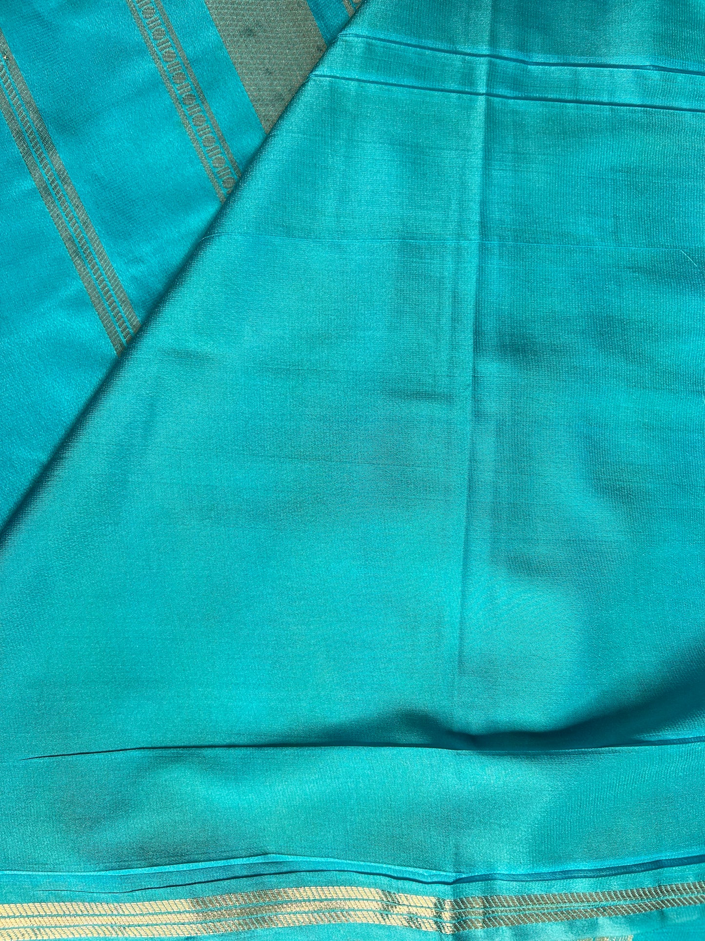 Sky Blue bentex crepe Mysore silk saree