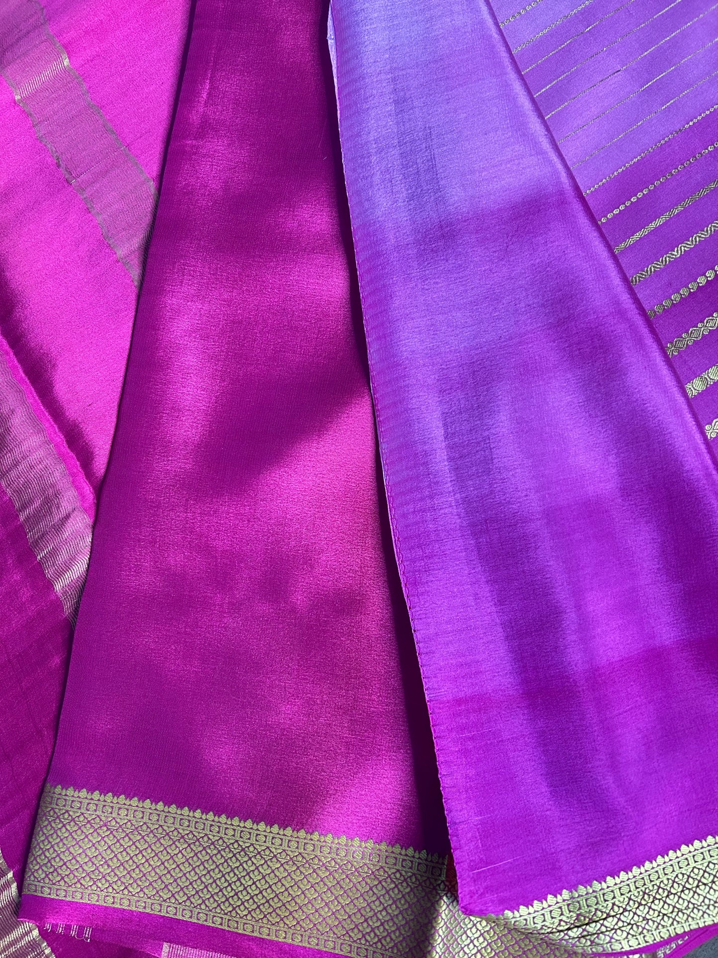 Pink brush dye pure Mysore silk saree