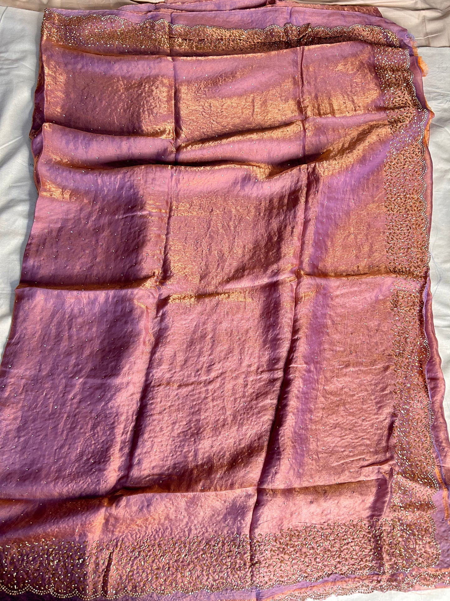 Onion pink space silk saree