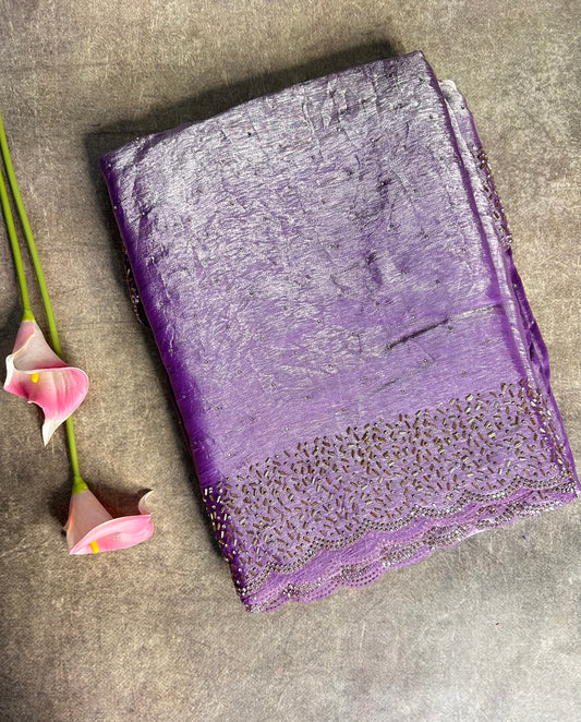 Lavender space silk saree