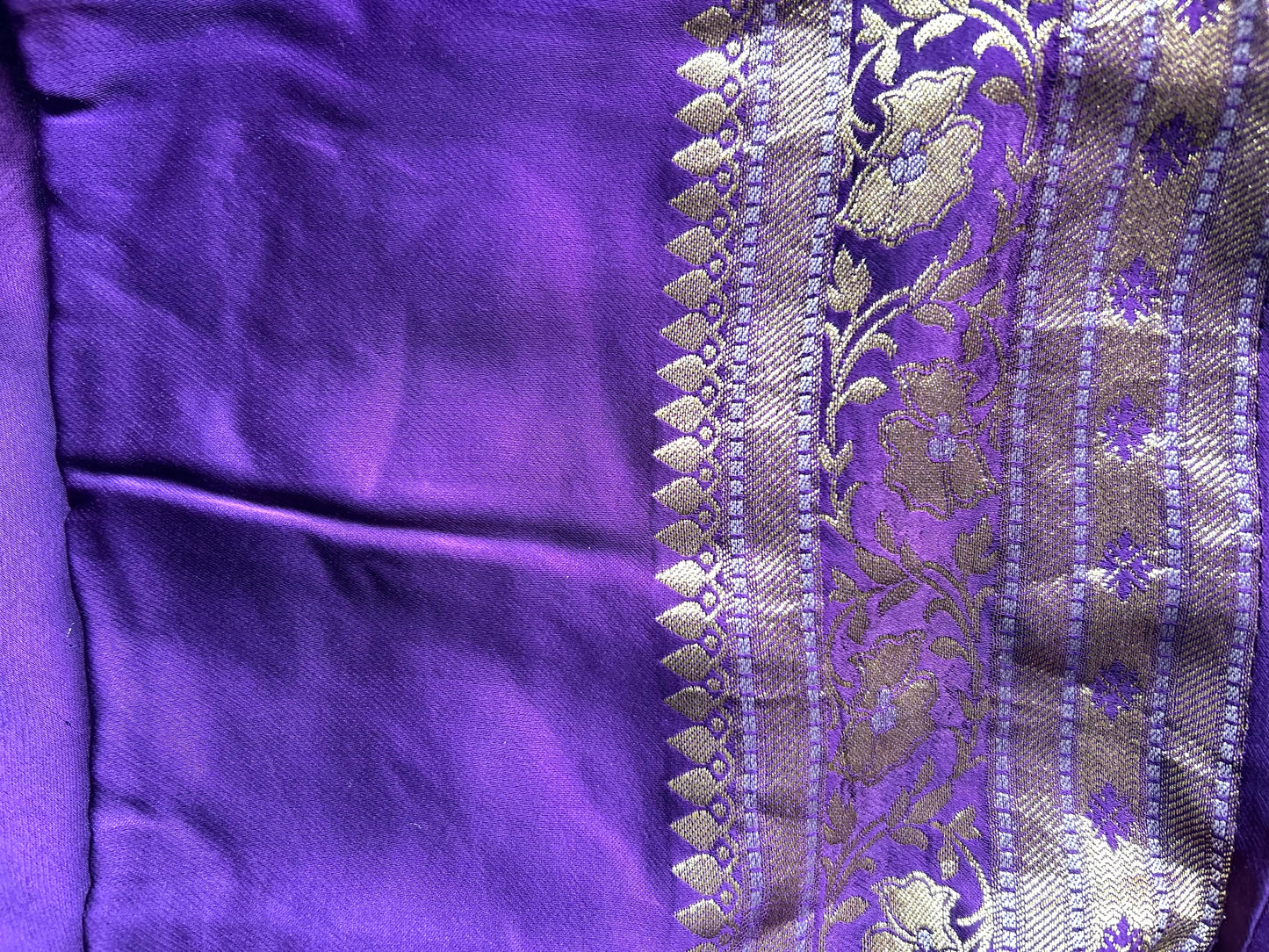 Purple Satin border crepe saree