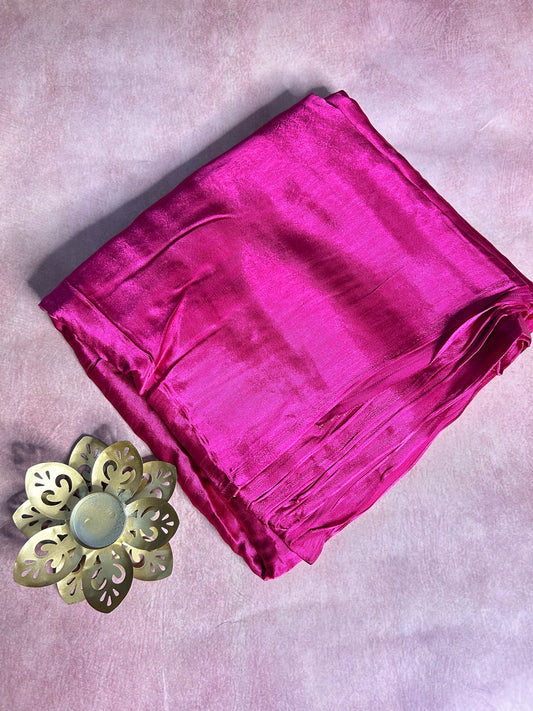 Plain rani pink pure modal silk saree