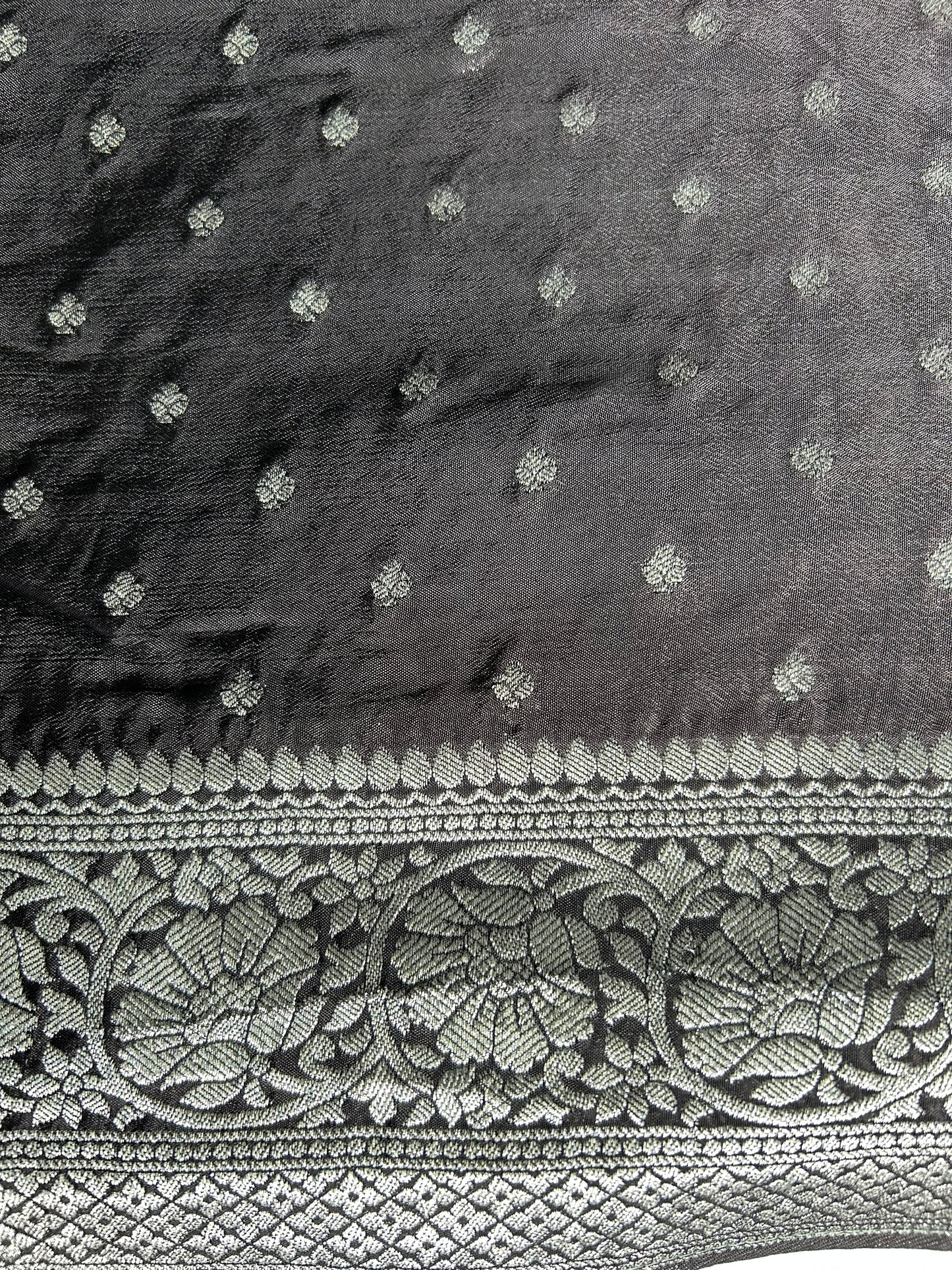 Black Banarasi crepe silk saree