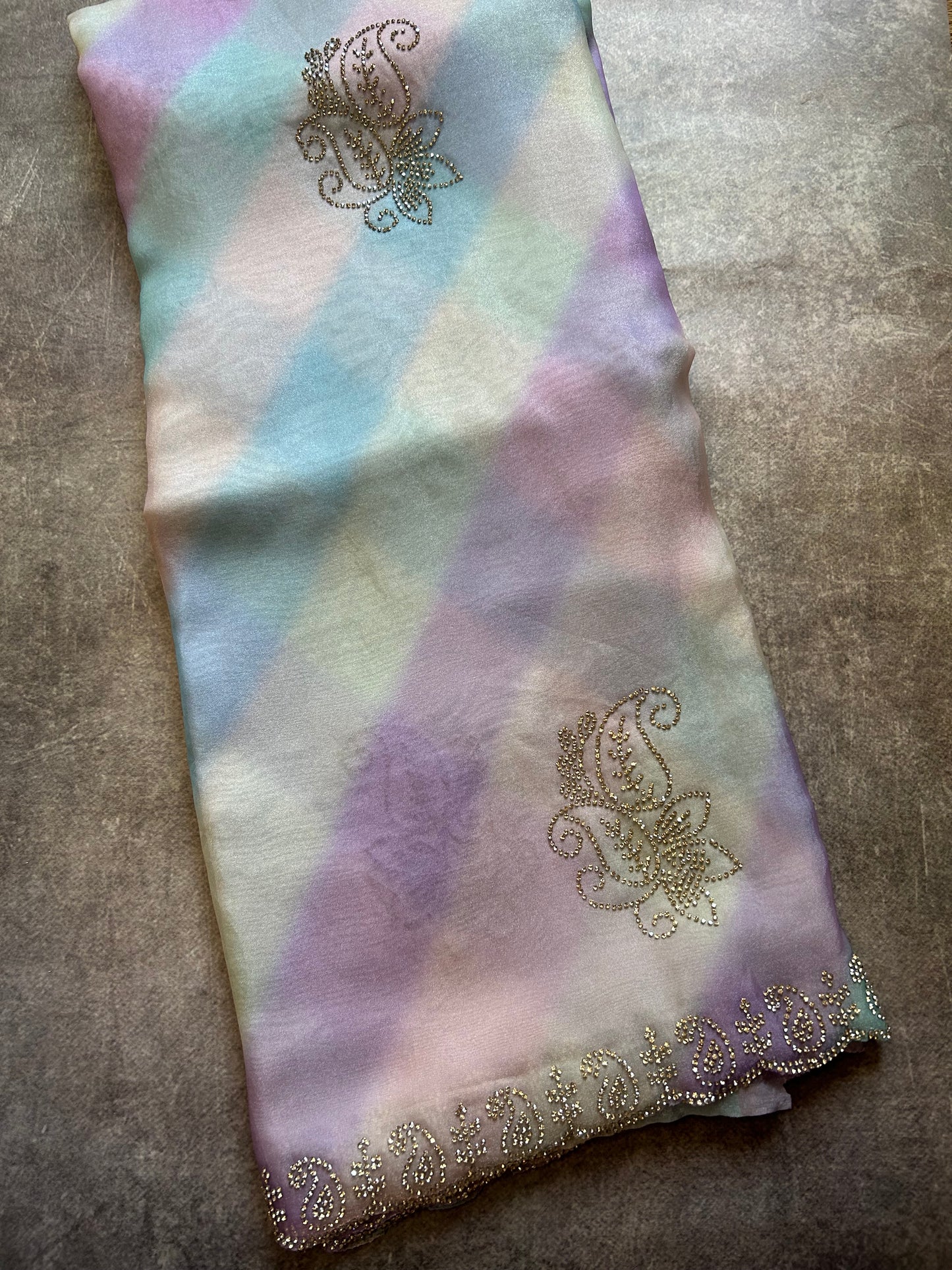 Pastel Rainbow Space Silk Saree