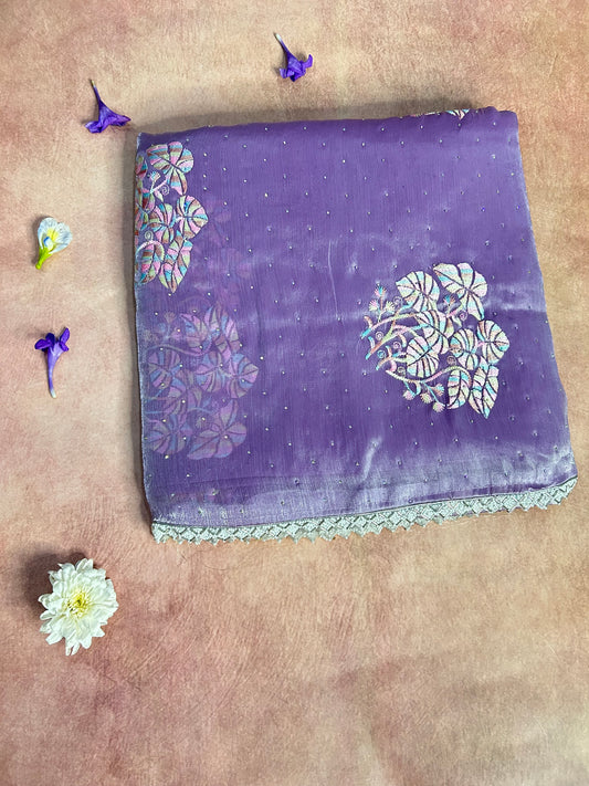 Lavender tissue organza saree