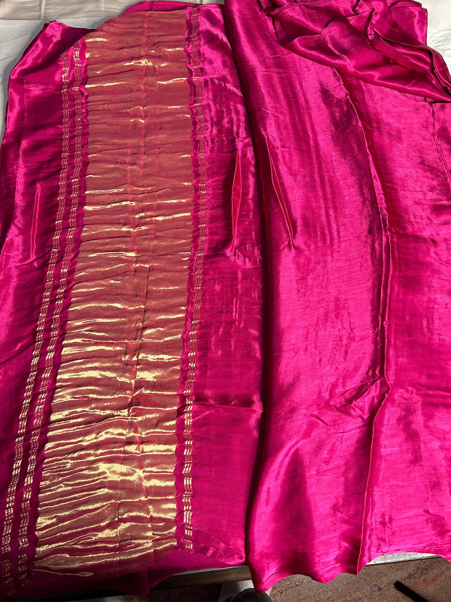 Plain rani pink pure modal silk saree