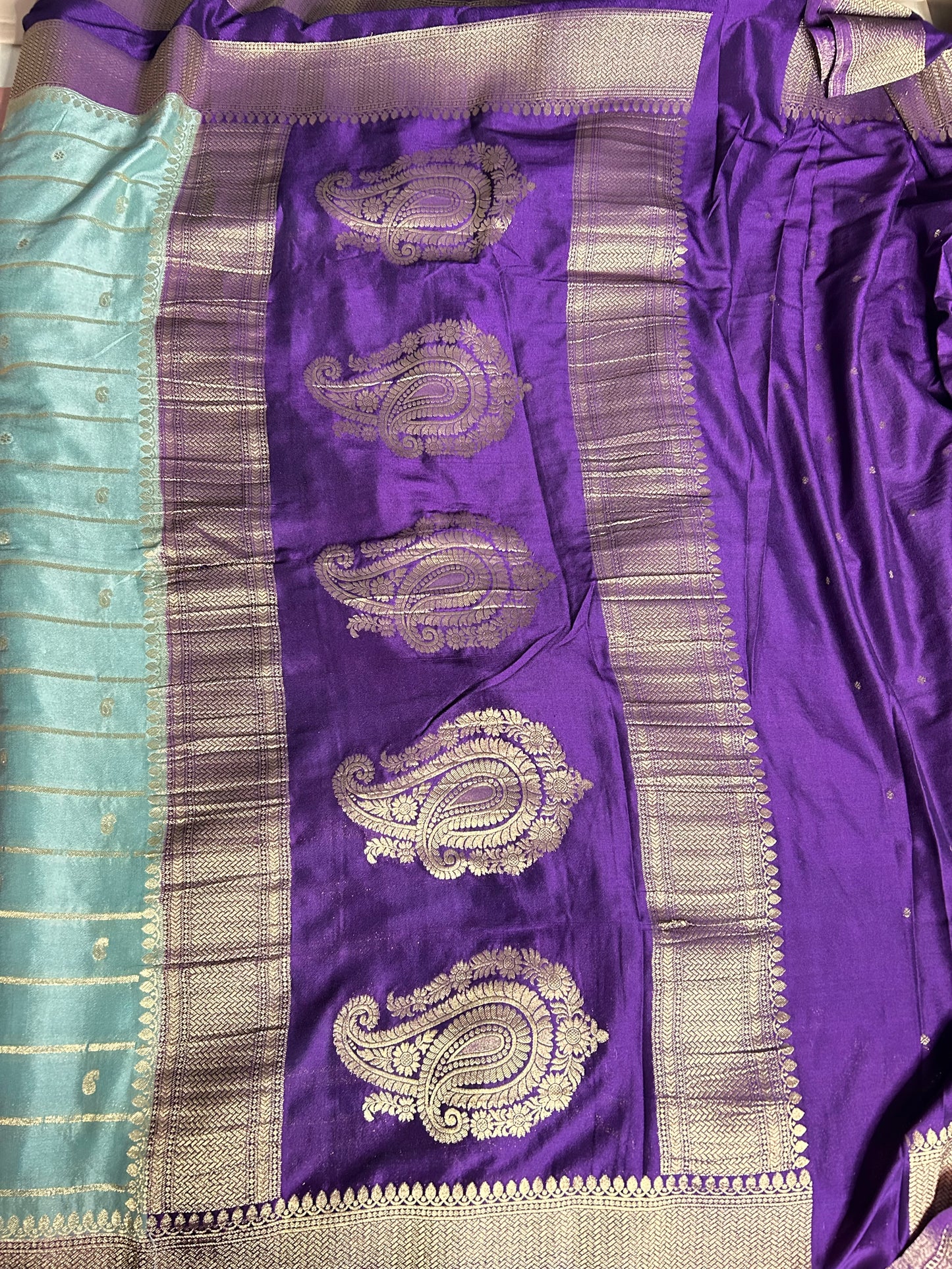 Blue stripes chinon crepe saree