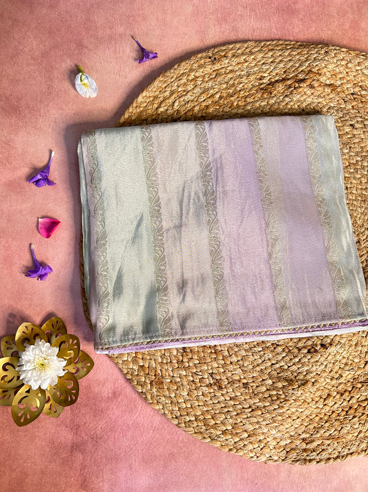 Lavender tissue crepe saree