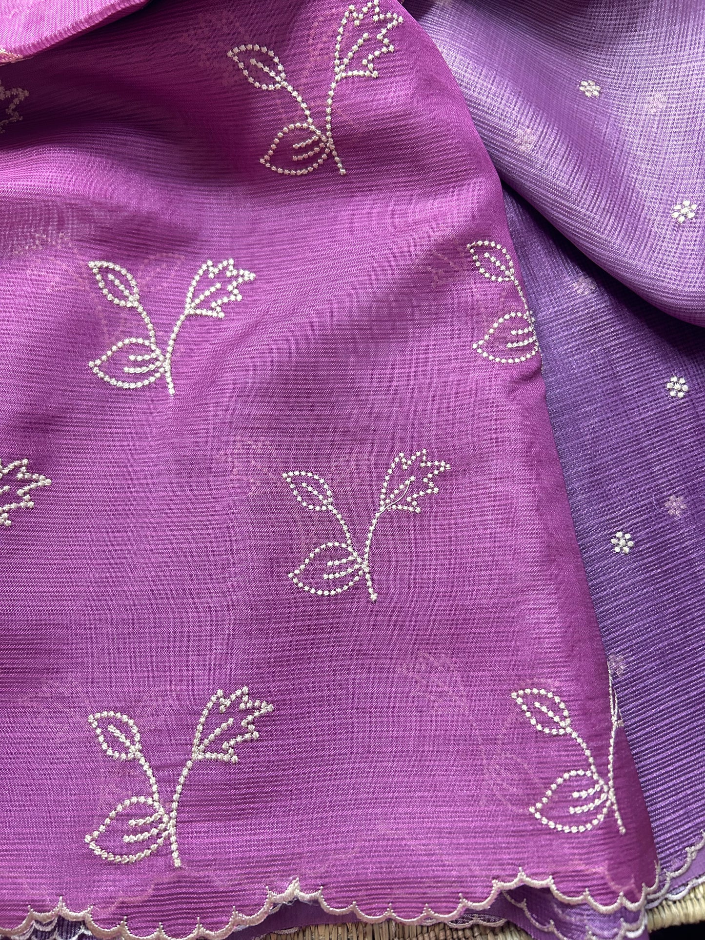 Lavender & blue Kota Doria saree