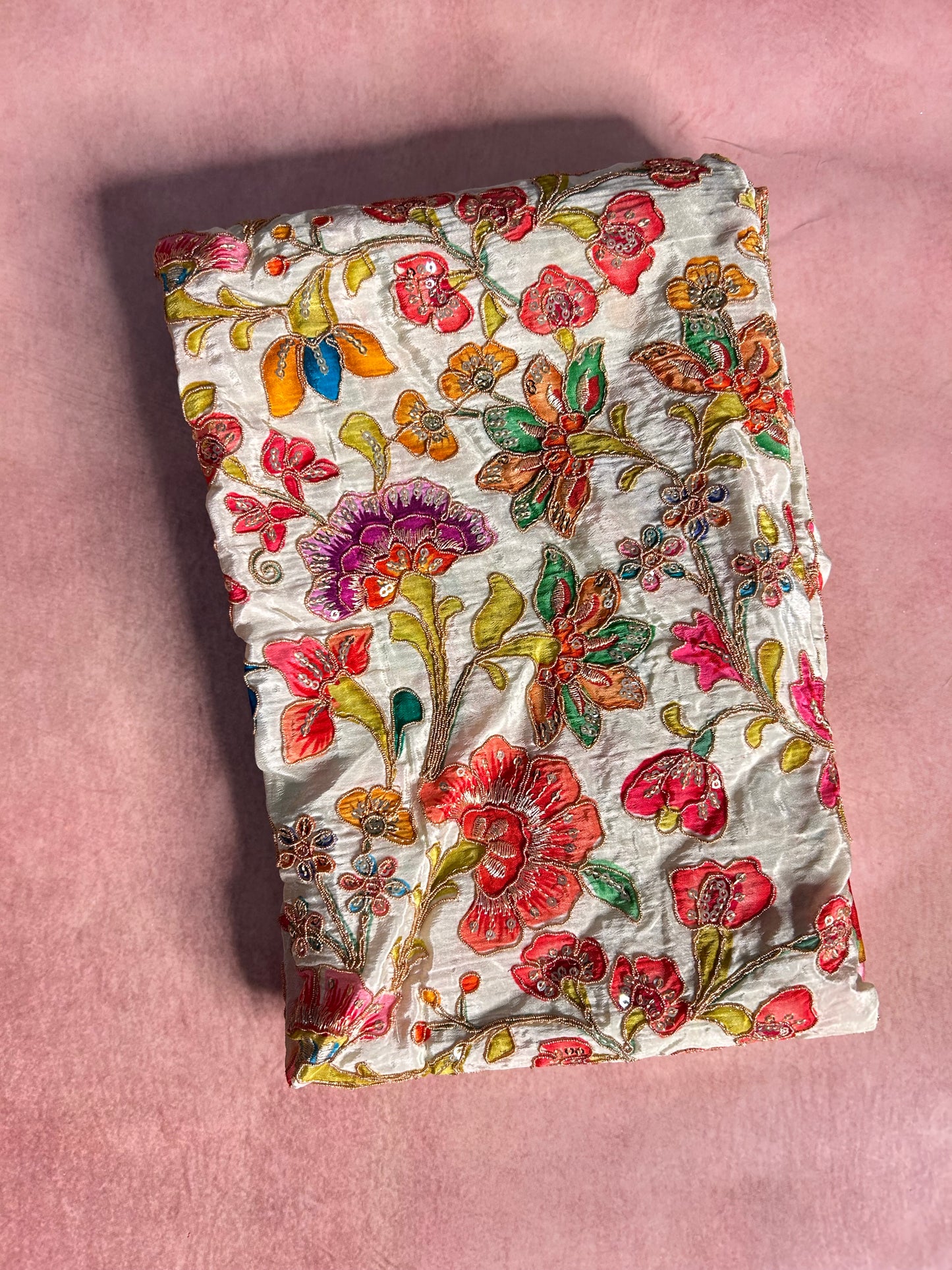 Creamish white floral crepe blouse