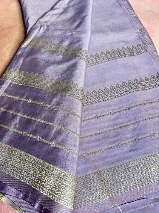 Mauve crepe Mysore silk saree