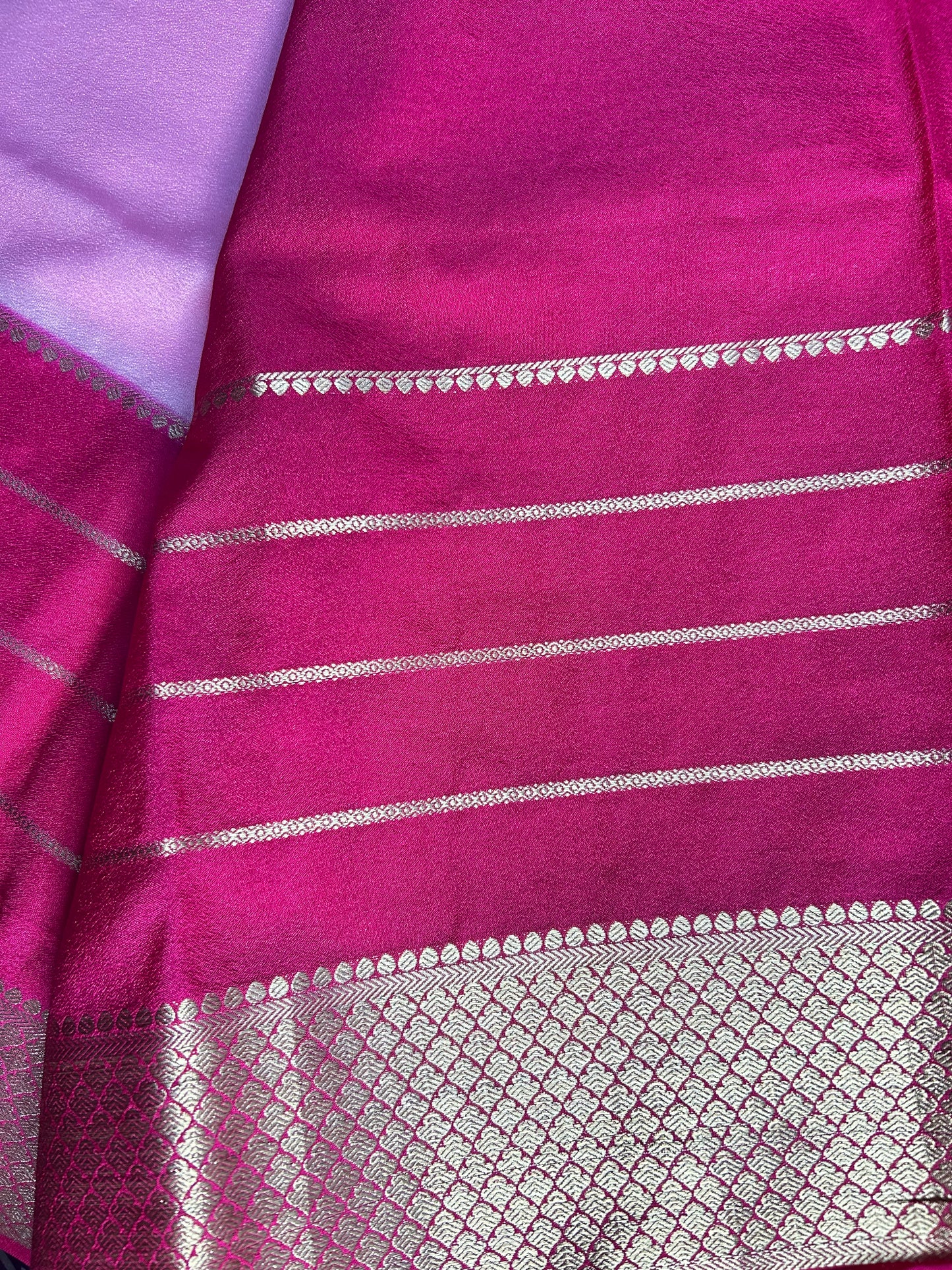 Pink crepe Mysore silk saree