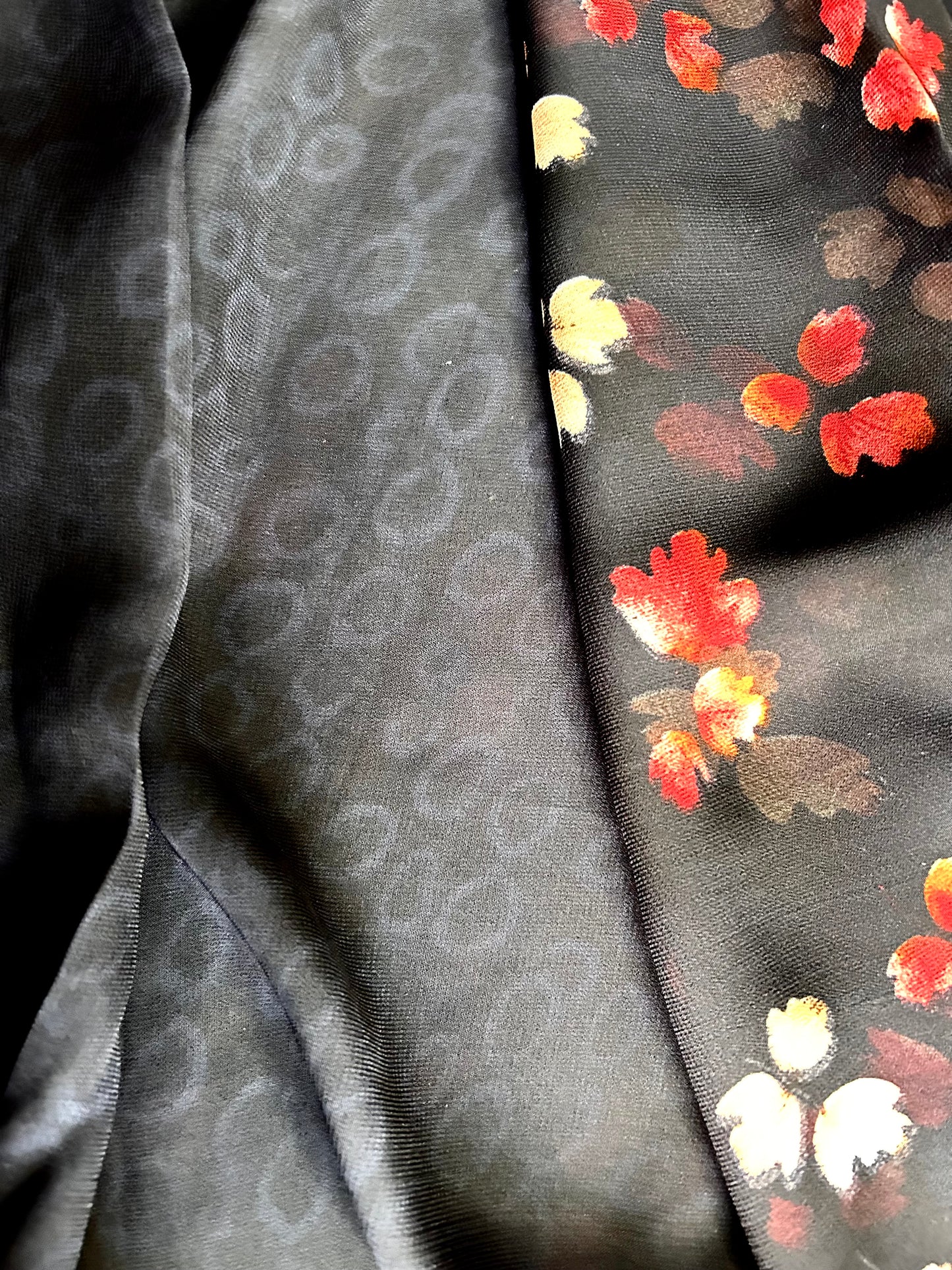 Black floral georgette saree