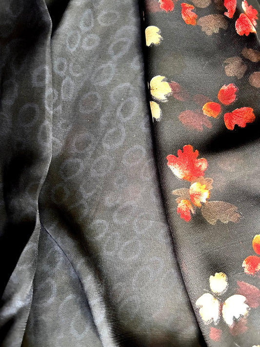 Black floral georgette saree