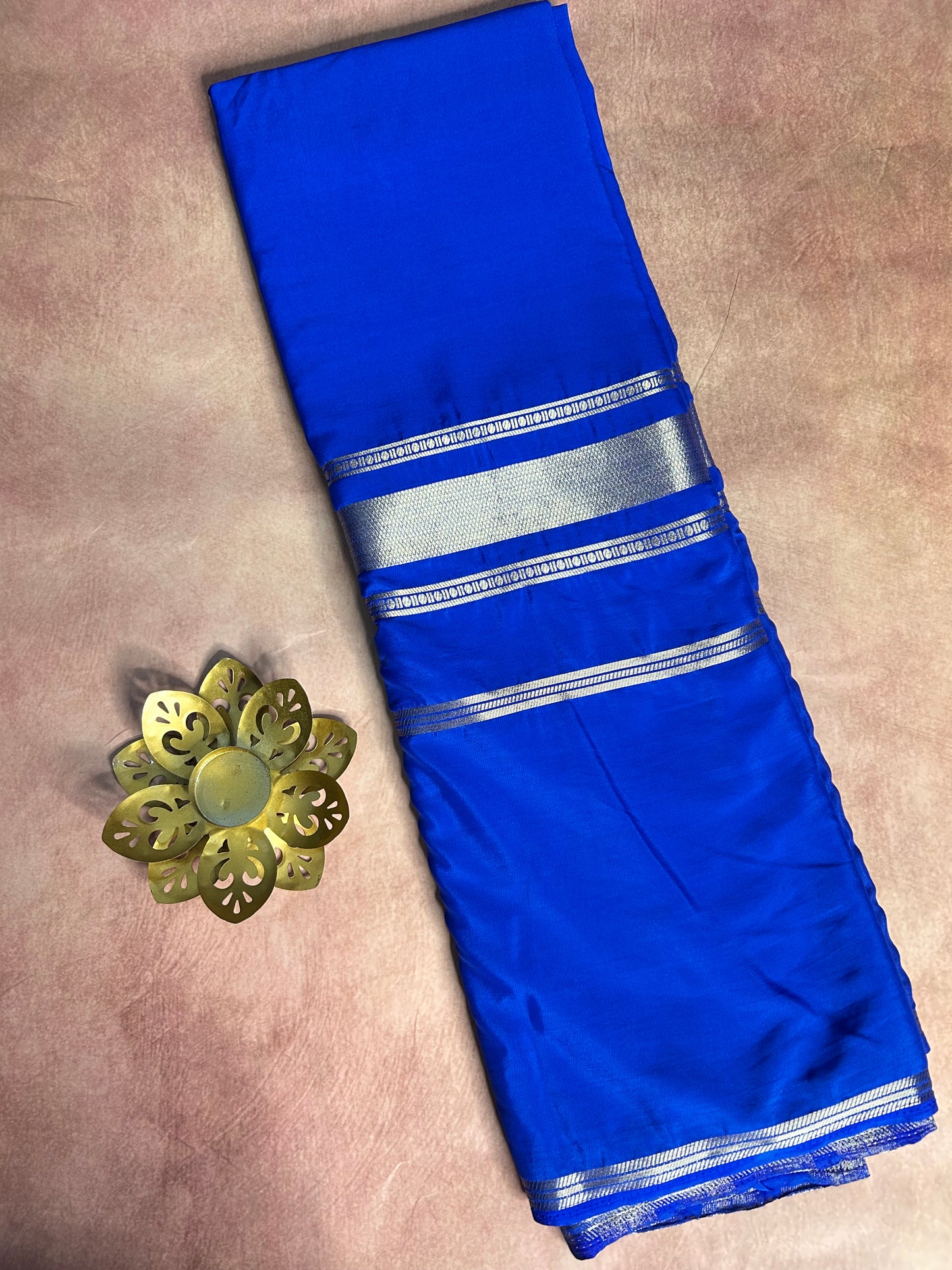 Royal Blue bentex crepe Mysore silk saree