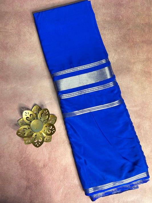 Royal Blue bentex crepe Mysore silk saree