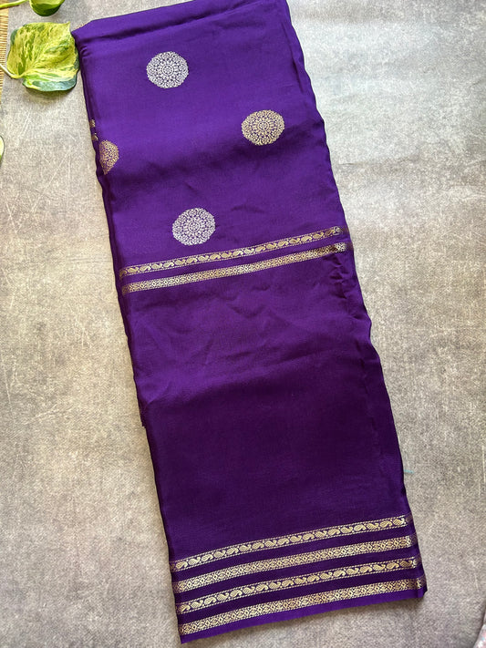 Purple gap border crepe saree