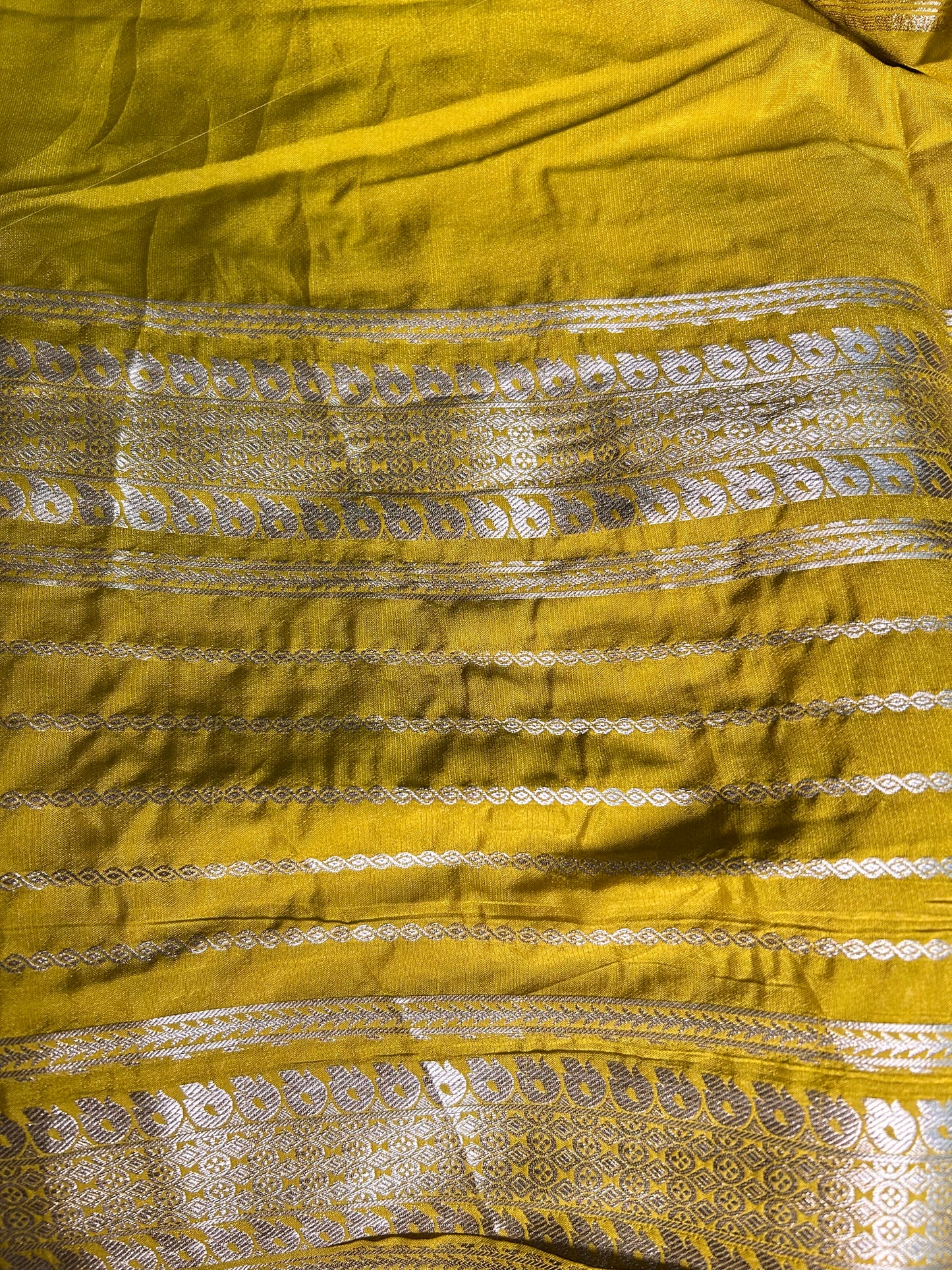 White kalamkari semi Mysore silk crepe saree