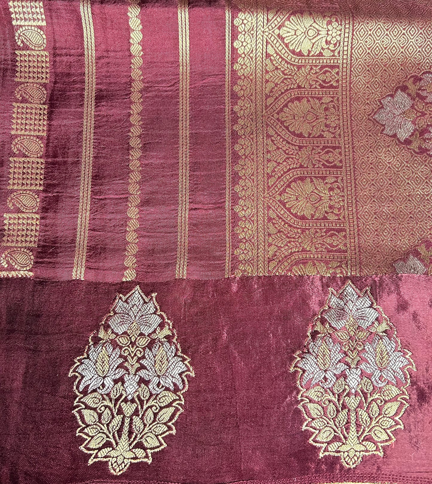 Brown stripes crepe saree