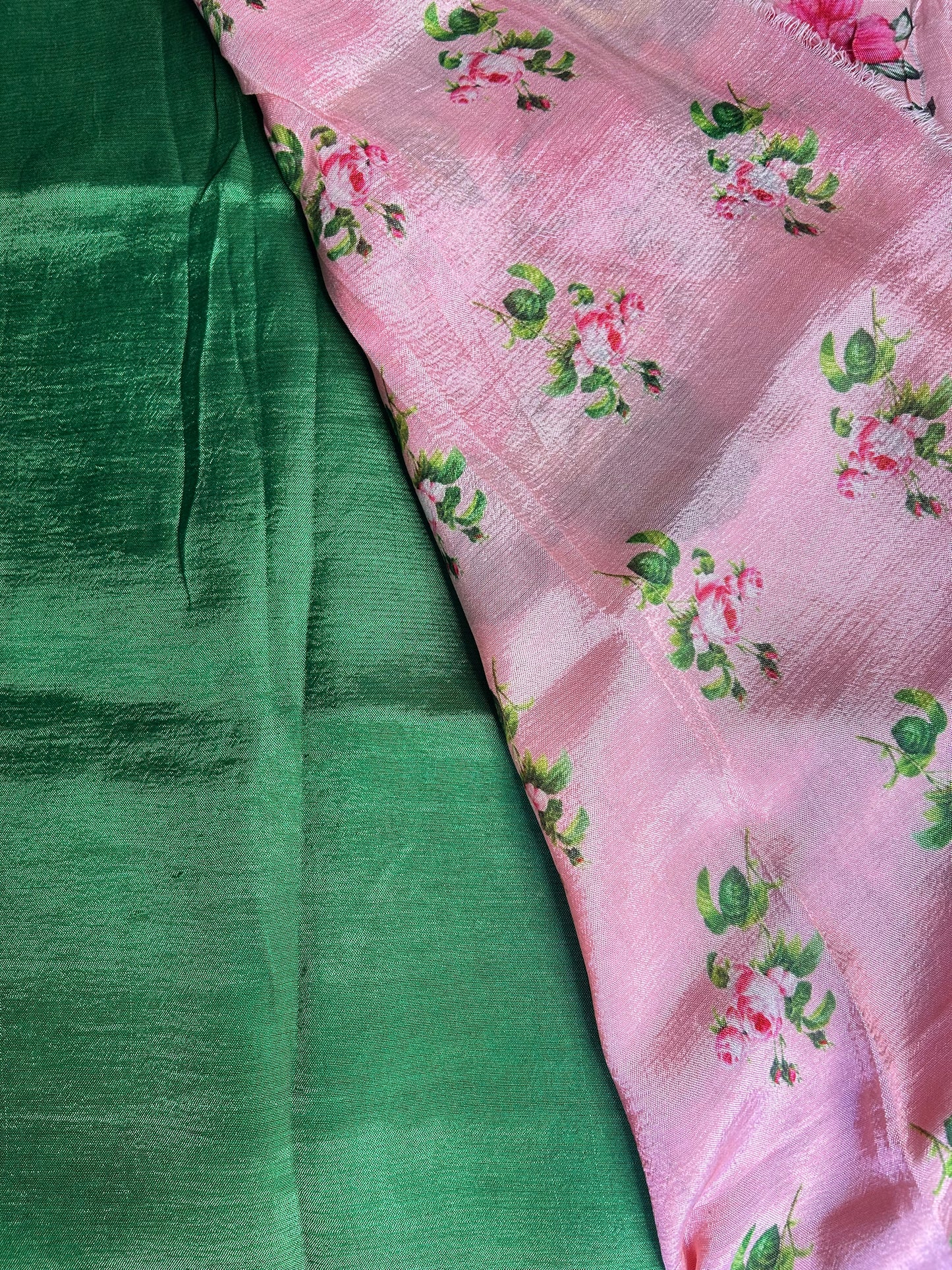 Green digital print mangalgiri crepe saree