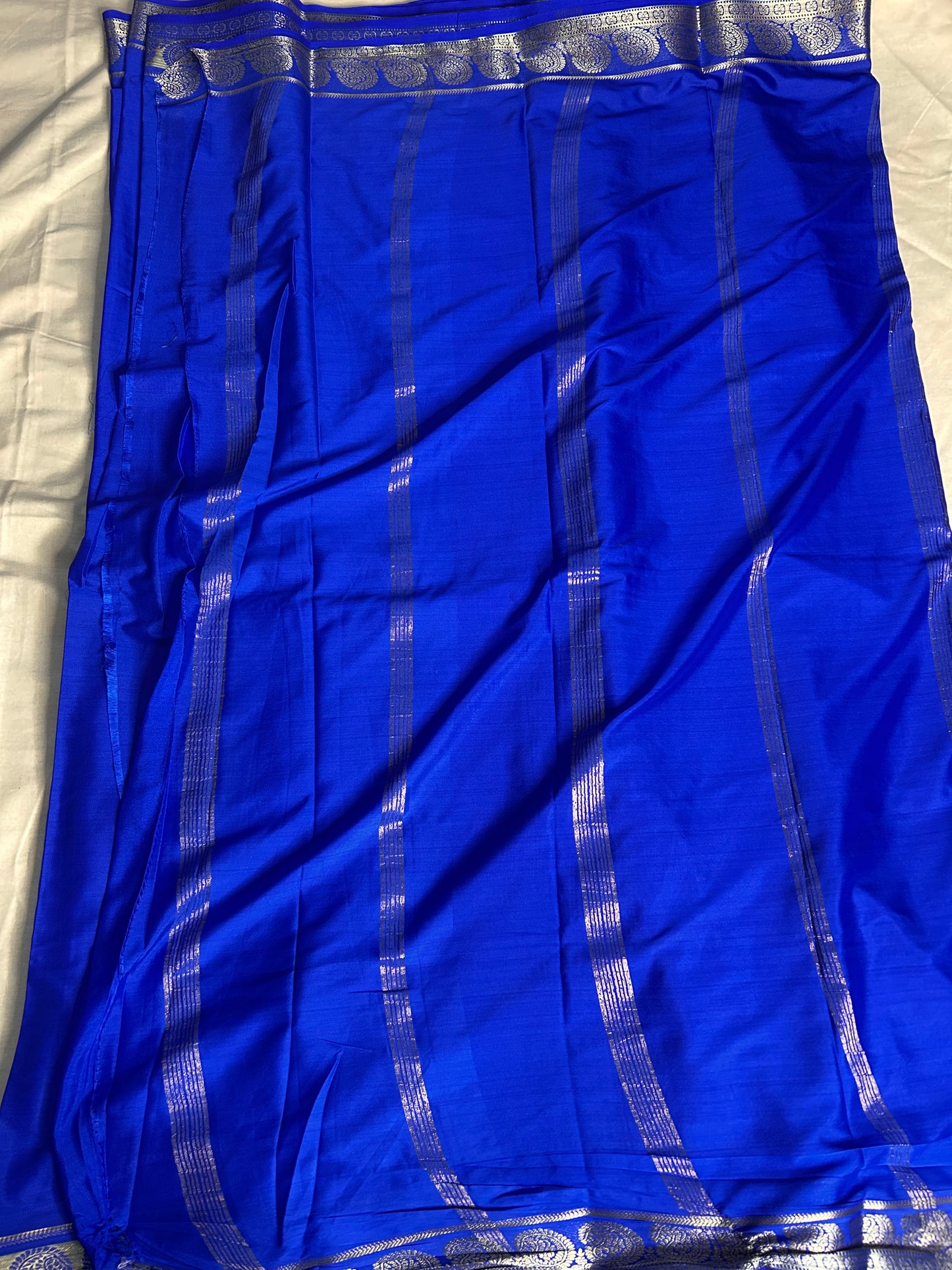 Blue mango crepe Mysore silk saree