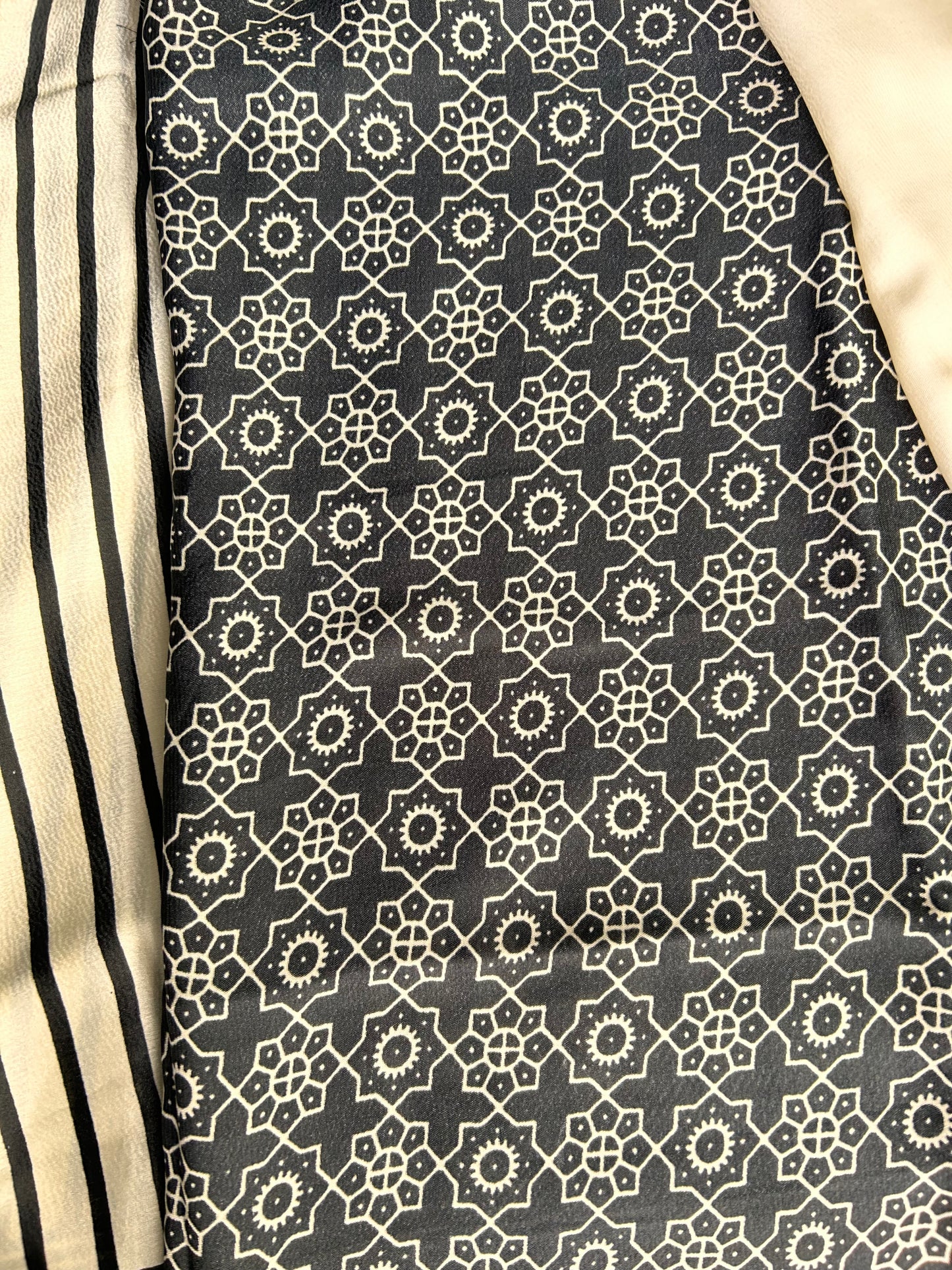 Ajrakh black semi-modal saree