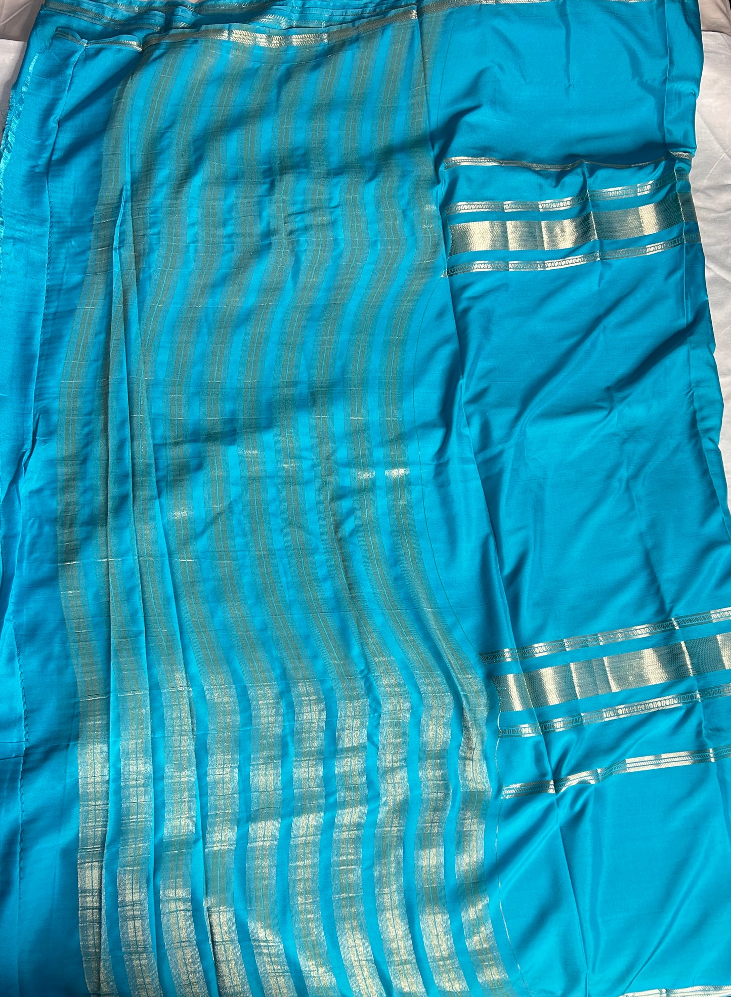 Sky Blue bentex crepe Mysore silk saree