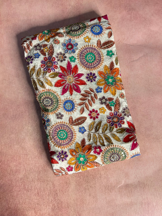 Off-white floral crepe blouse