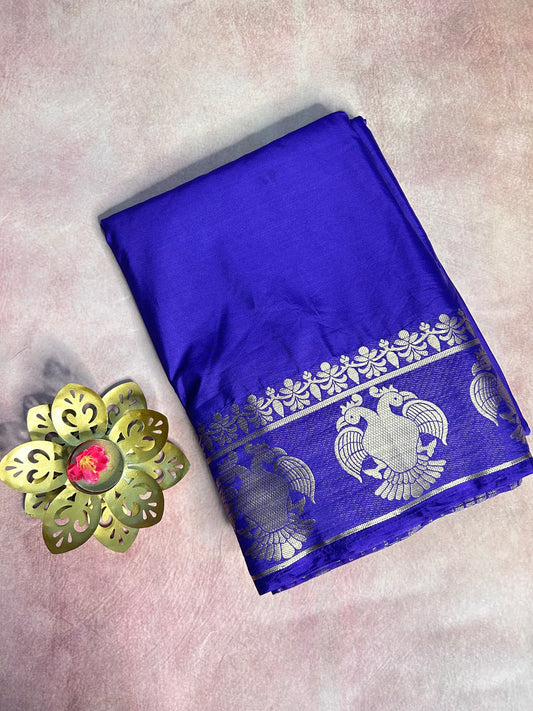 Purple gandaberunda crepe Mysore silk saree