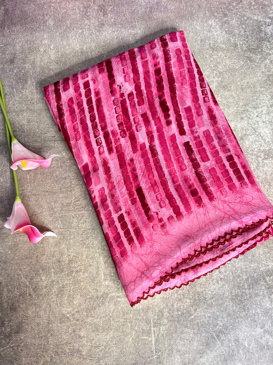 Pink georgette saree