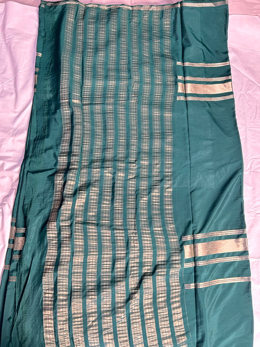 Green bentex crepe Mysore silk saree