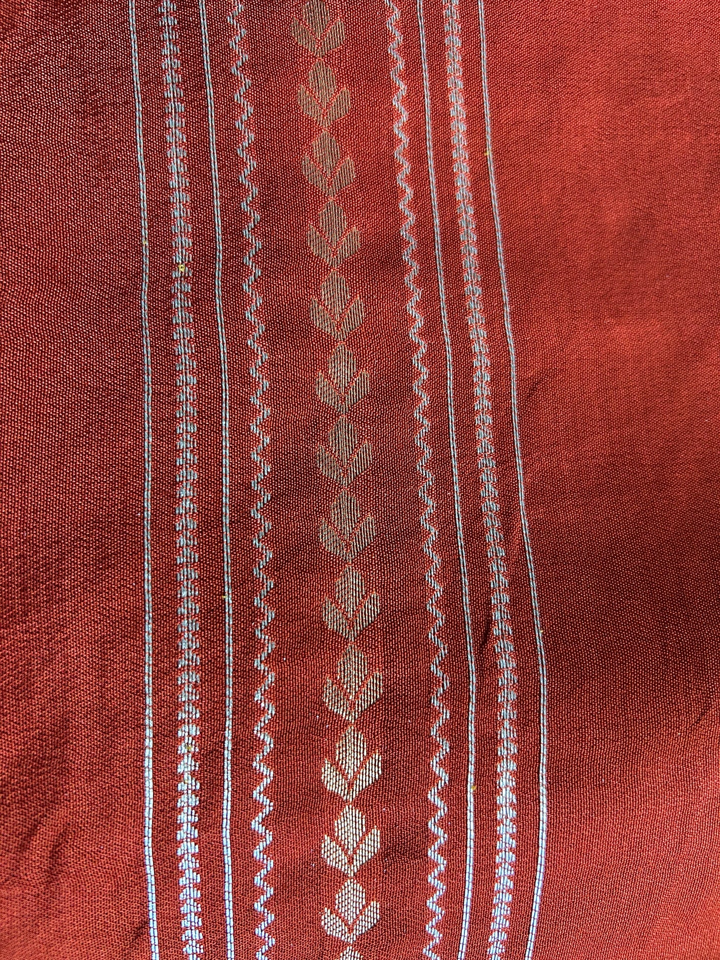 Rust orange chinon crepe saree